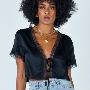 Princess Polly black vintage tie up top
